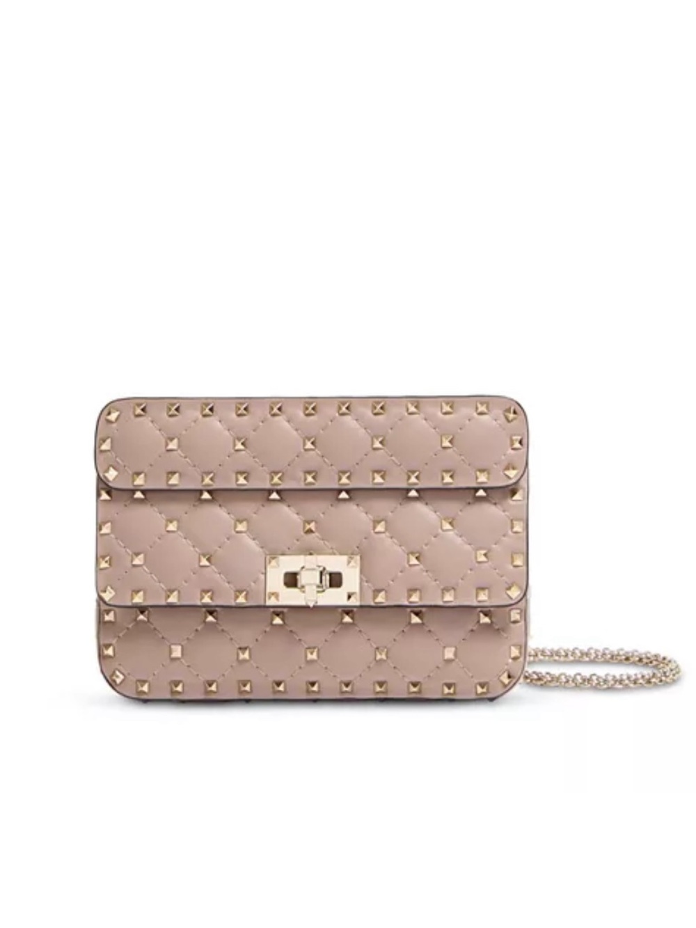 Valentino Garavani Quilted Rockstud Crossbody Bag in Taupe